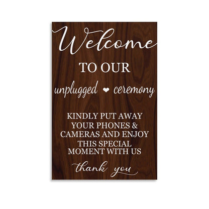 welcome to our unplugged ceremony Wood sign wedding welcome signs, No Phones wedding sign wood, rustic wedding Decorations 24x16 Inch
