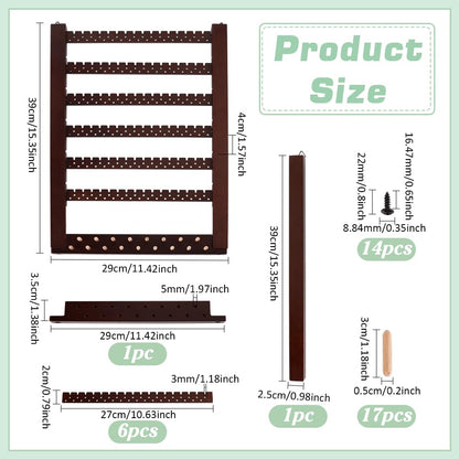 PH PandaHall Wall-Mounted Wooden Jewelry Rack, Wood Hanging Earring Holder Organizer Earring Studs Display Rack for 155 Pairs Earrings Stud Earring Home Boutique Jewelry Storage, Coconut Brown
