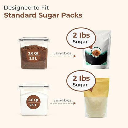 ComSaf Brown Sugar Container Set of 2, Airtight Food Storage Containers