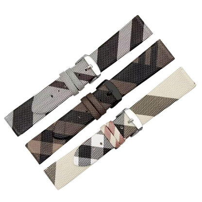 Compatible Watch Strap for Burberry, 14mm/16mm/18mm/20mm/22mm, Genuine Leather Replacement Band, Soft Breathable Fabric with Leather Lining, Free Installation Tool Kit (Beige, 14mm)