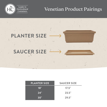 The HC Companies Venetian Rectangular Plant Tray - Lightweight Plastic Plant Saucer - Plant Drip Trays for Drainage - UV Resistant Pot Saucer for Indoor & Outdoor Use (23.5" Black, Pack of 1)