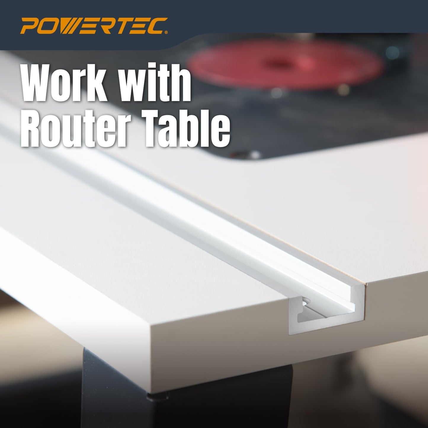 POWERTEC 48" Miter T Track for Router Table, Works With Table Saw Sled, Miter Gauge, Featherboard, Miter Bar, and other T Track Accessories for woodworking, 2PK (71167-P2)