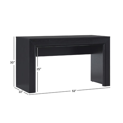 Walker Edison Amira Modern MDF Waterfall Writing Desk with a Built-in Storage Drawer, 52 Inch, Black