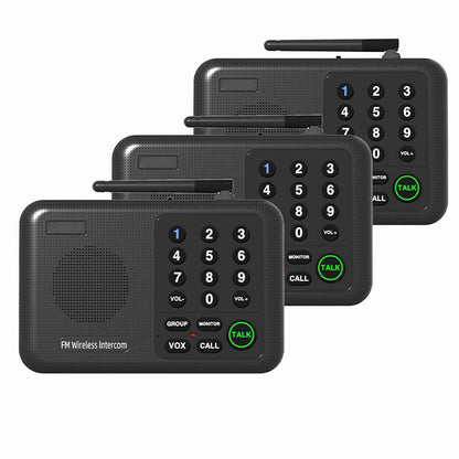 Generic Wireless Intercom System, 3 Units Set Intercoms for Home House Business Office Audio Intercom Communication, 10 Channel, 2 Mile Range 3 Stations with Monitor Function