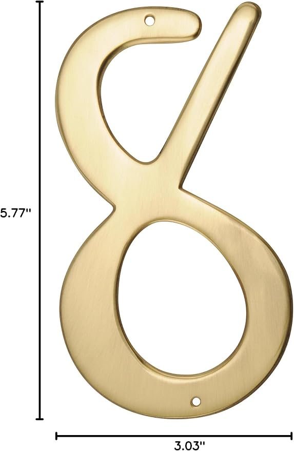 HIllman 847050 4-Inch Nail-On Traditional Solid Brass House Number 8