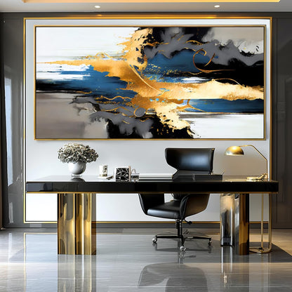 Wall Art Abstract Wall Art Prints Canvas Painting Black Yellow Blue Modern Large Artwork for Living Room Bedroom Office Home Decor 20"x40" with Framed