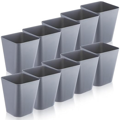 Amyhill 10 Pcs Small Trash Can 2 Gallon Plastic Garbage Can Small Waste Basket for Bathroom Office Kitchen Living Room Bedroom Home Under Desk (Grey)