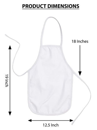 BUMBLE CRAFTS Kids Apron - Pack of 12 | Canvas - Natural Cotton | Bulk Toddler Craft Aprons for Ages 5 & Under | Small White (12.5” x 19”)