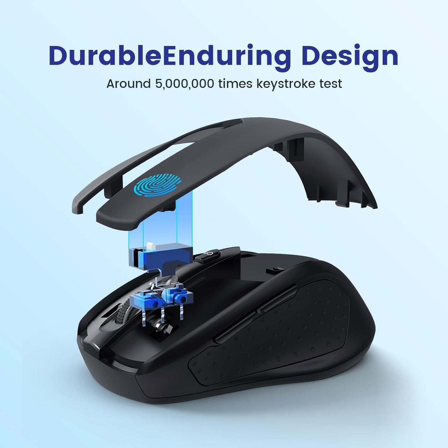 Wireless Mouse, D-09 Computer Mouse USB Cordless Mice for Laptop, Ergo Grips, Lightspeed 5-Level 2400 DPI, 16 Months Battery, Portable for PC Mac Chromebook (Black)
