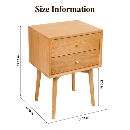Cttasty Night Stand, Midcentury Modern Solid Wood Nightstand with Drawer, Durable Sturdy Tall Bedside Tables with High Stool Leg, 17.72 W x 13.78 D x 23.63 H Inches (Natural)