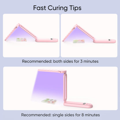 PPESULK 34 LEDs Cordless UV Light for Resin, Fast Curing Foldable UV Resin Lamp with LCD Timer Display, Rechargeable 3000mAh UV Lamp for Jewelry Making, Resin Molds & DIY Resin Crafts (Pink)