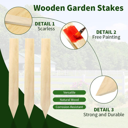 Layrslot 50 Pcs 16.7 Inch Wooden Garden Stakes, Wooden Stakes for Signs, Grade and Survey Stakes for Plant Support, Silt Fence, Farm Survey Boundaries, Baselines