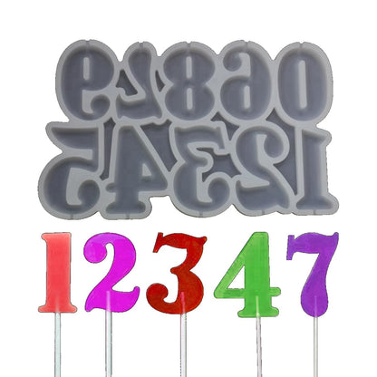 mostsom 2pcs/lot Number Shaped Baking Mold DIY Lollipop Numeric Modeling Silicone Chocolate Candy Mould Birthday Cake Decoration Kitchen Tools (D_ Number)