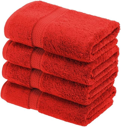 SUPERIOR Egyptian Cotton Pile Hand Towel Set of 4, Ultra Soft Luxury Towels