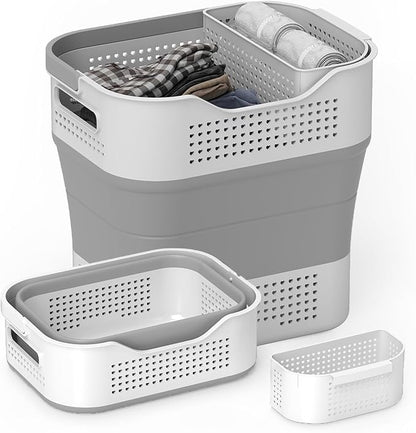 TECHMILLY Collapsible Plastic Laundry Basket Hamper
