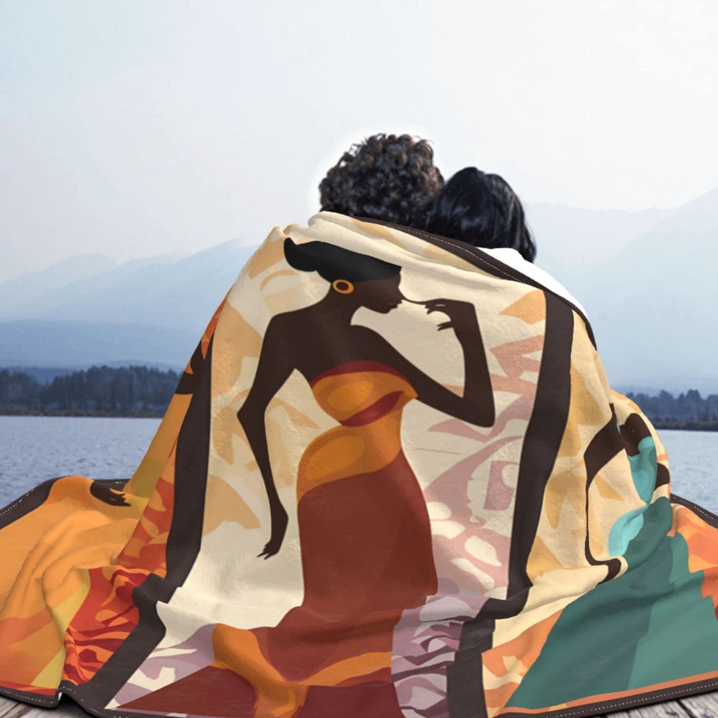 Mount Hour African American Women Black Girls Flannel Fleece Throw Blankets, Super Warm Soft Living Room Blanket All Season (50"x40")