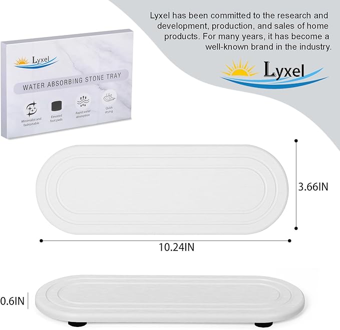 2PCS Water Absorbing Stone Tray, Fast Drying Diatomite Stone Sink Tray