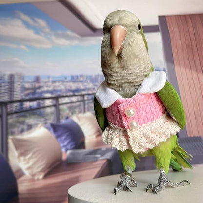 Bird Diaper Flight Suit - Pink Top Bird Clothes Cosplay Photo Prop for Parrots, Lovebirds, Parakeets, Cockatiels & Small Animals (Necked Parakeet)