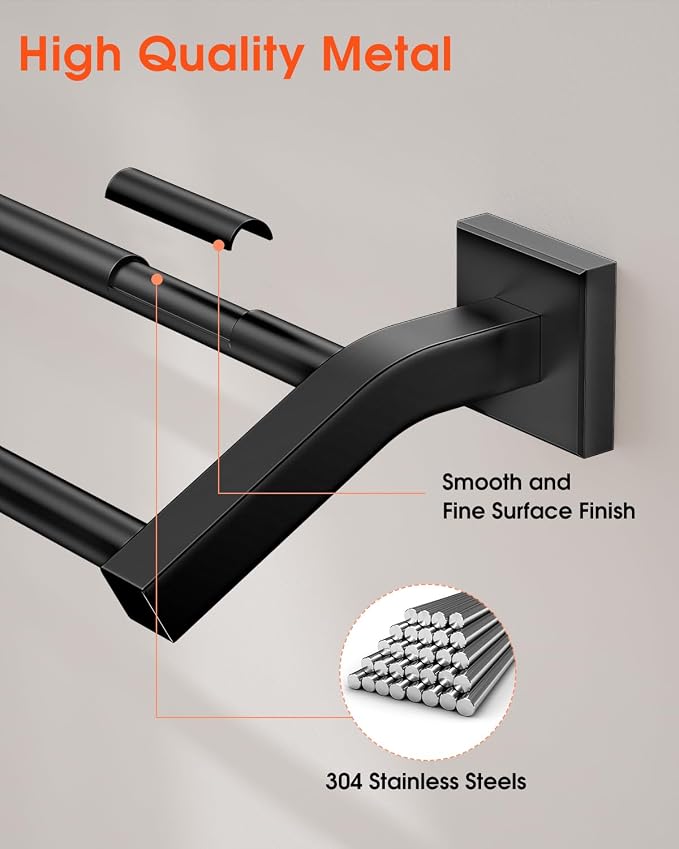 Alise Bath Double Towel Bars Towel Racks for Bathroom,32 Inch Wall Mount Towel Holder Heavy Duty SUS304 Stainless Steel Towel Hanger Towel Rail,Matte Black
