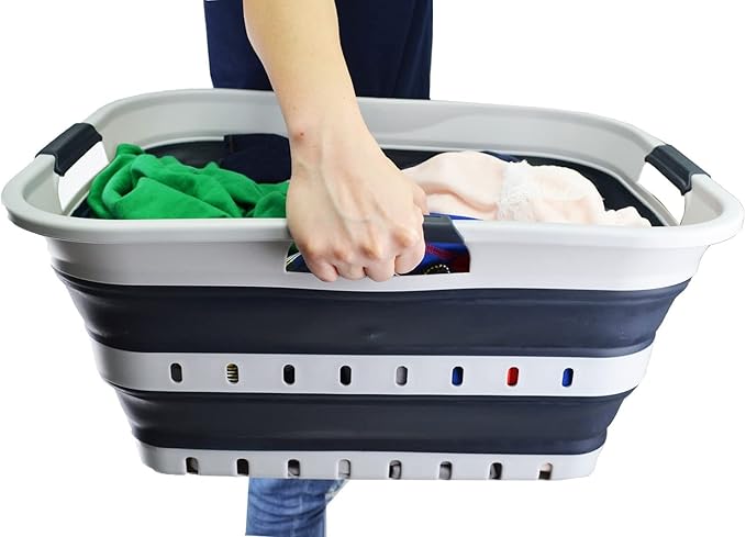 SAMMART 42L Collapsible Plastic Laundry Basket