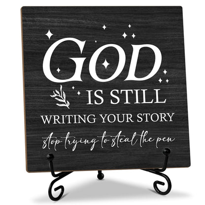 Christian Home Desk Decor Bible Verses Religious Gifts for Women Men Christian Sign Desk God Decor for Office Home Shelf Prayer Room Table Centerpiece Wood Sign Plaque with Stand -47