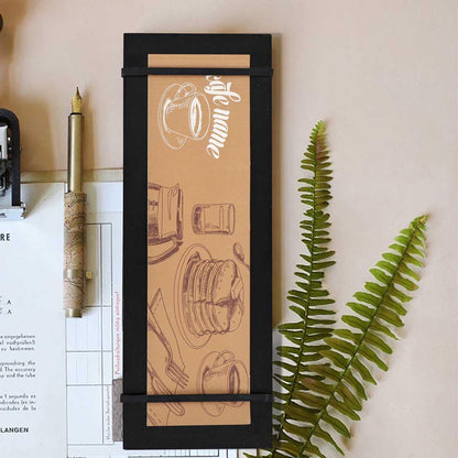 LZMS 4 Pcs 4 1/2" x 12 1/2" Black Wood Color Clipboards - Menu Holder - Check Presenter with Straps - for Pocket Sized Notepads