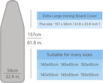 Extra Large Replacement Ironing Board Cover, 61.8x22.8 Inches, Drawstring Design