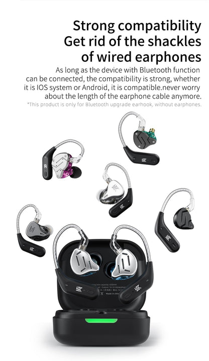 CCA KZ AZ09 IEM Bluetooth Adapter, Bluetooth 5.4 Module, Wireless Waterproof Ear Hook Extra, Long Battery Life Cable for KZ ZS10 PRO/X/2, ZSN Pro/X, AS16 PRO, Zax,ZAR, CRA/C12(C pin)