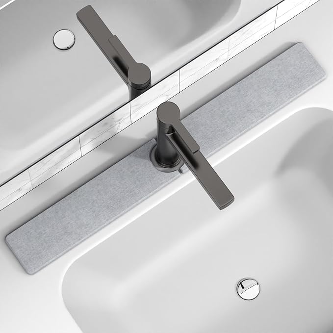 30" x 4" Stone Faucet Mat for Kitchen Sink, Quick Drying Diatomite Sink Tray