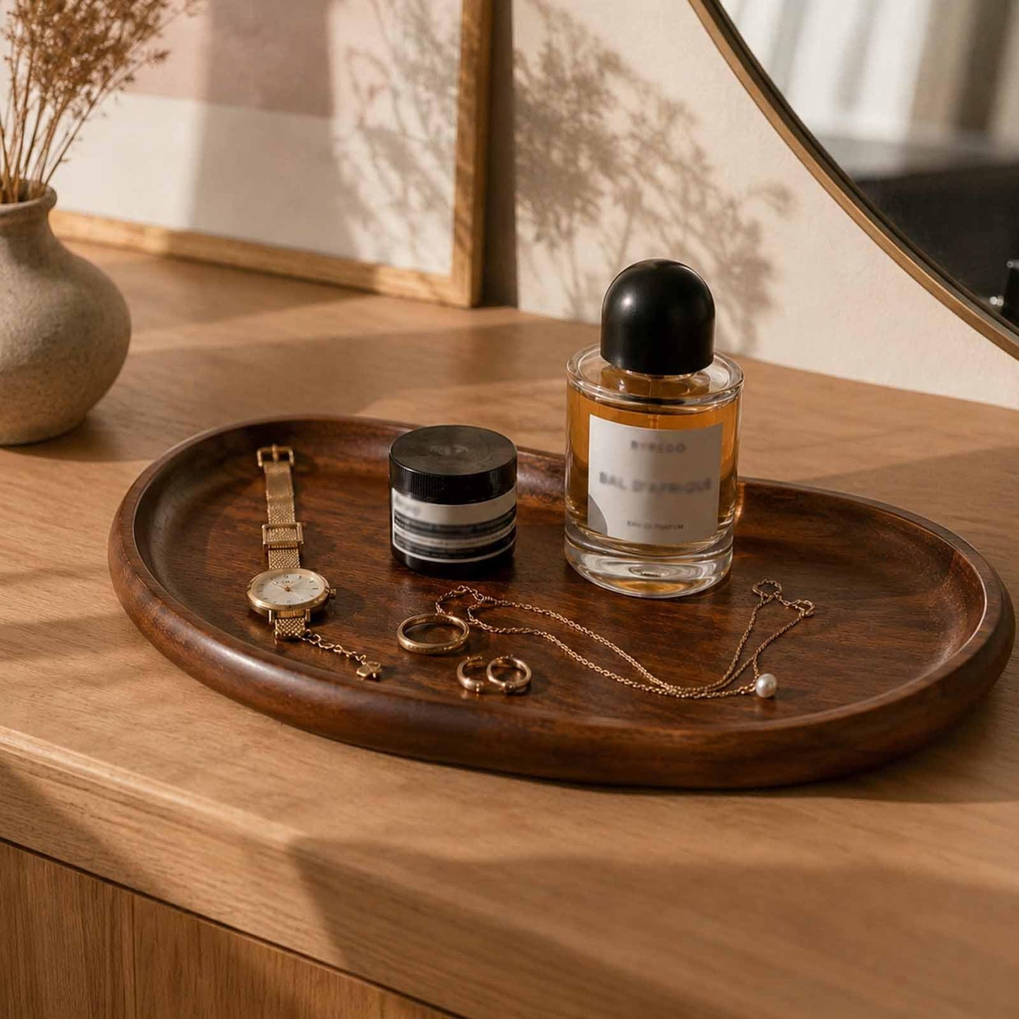 Acacia Wood Serving Tray – Premium Craftsmanship Decorative Tray Irregular Handmade Catchall Plate for Keys, Snacks, Coffee Table Décor & Entryway Organization-10.9 * 5.7 * 1.18 inches