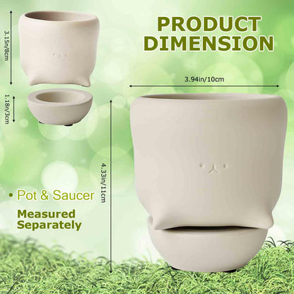 Riadyet Cute Cat Toilet Planter – Ceramic Succulent Pot with Drainage Hole, Funny Gift for Plant Lovers & Home Decor
