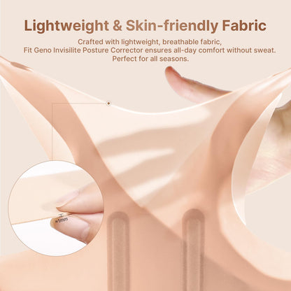 Fit Geno Posture Corrector for Women Invisilite: Invisible Lightweight Back Brace for Neck Shoulder & Upper Back Pain Relief - Improve Posture Correct Hunchback Slouching Under Clothes Medium