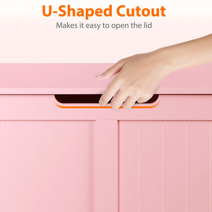 Saicool Wooden Storage Chest,30/40 Inch Storage Trunk w/2 Safety Hinges, Storage Bench, Modern Lift Top Chest Box Organizer (Pink, 40 Lx 15.7 W x19 H Inch)