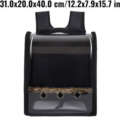Pet Bird Backpack with Ventilated Acrylic Front and Perch for Travel
