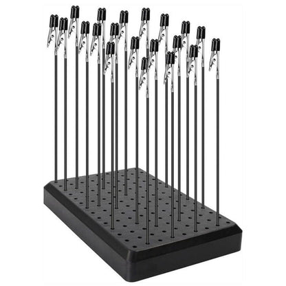 Meuey Lyot Black 7.87×6×0.94 inches Plastic Model Paint Rack Easel Base Construction Tool 14 x 19 Holes for Spray Pen Model Parts DIY Card Photo memo 1 PCS