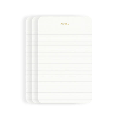 Pinesman - Elegant Desk Notepads for Professionals, Executive's Memo Pads, Minimalist, Gold Foiled, Lined Layout, 3 Pack, 225 Sheets Total (75 Each), 6.3" x 3.9”, 80 GSM, Eco-friendly, FSC™ Certified