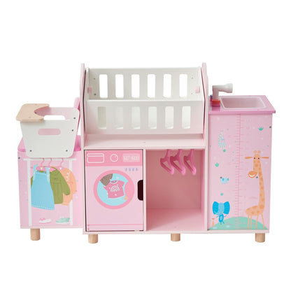 Olivia's Little World Amanda 6-in-1 Wooden Doll Nursery Station, Pink/Multi
