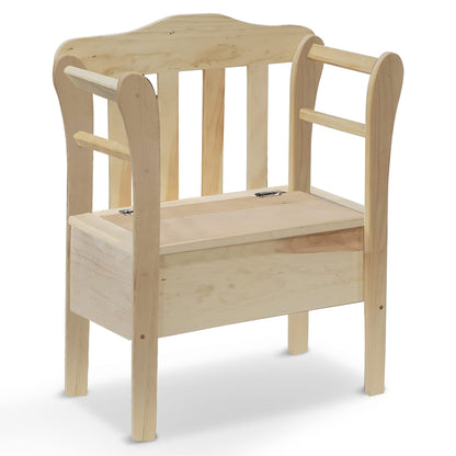 Peaceful Classics Bench with Storage - Small Wooden Storage Bench for Entryway, Hallway, Mudroom, Farmhouse, Bedroom, & Living Room, Amish Handmade Furniture Storage Organizer, Unfinished