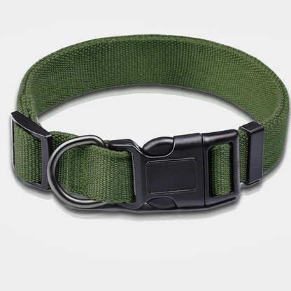 Olive Green Medium Dog Collar, Adjustable Rayon Derived from Bamboo & Polyester, Quick Release Buckle, for Small/Medium Dogs