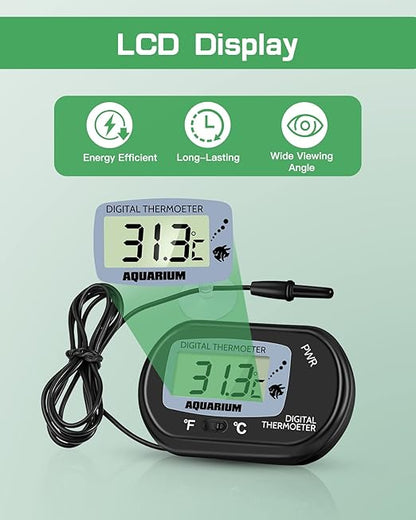 Zacro 2 Pack Digital Aquarium Thermometer, Fish Tank Thermometer, Water Thermometer with Large LCD Display,Reptile Thermometer for Fish Tank Water Terrarium