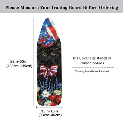 GLENLCWE American Flag Cat Ironing Board Cover Scorch Resistant Patriotic Iron