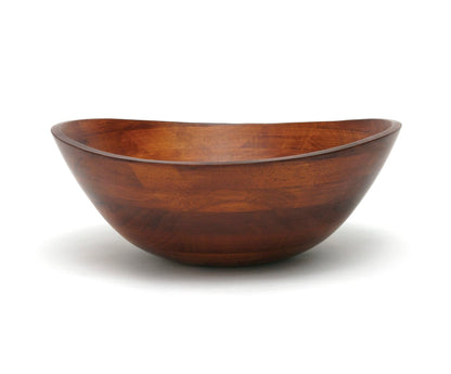 Lipper International 294 Cherry Finished Wavy Rim Serving Bowl for Fruits or Salads, Matte, Large, 13" x 12.5" x 5", Single Bowl