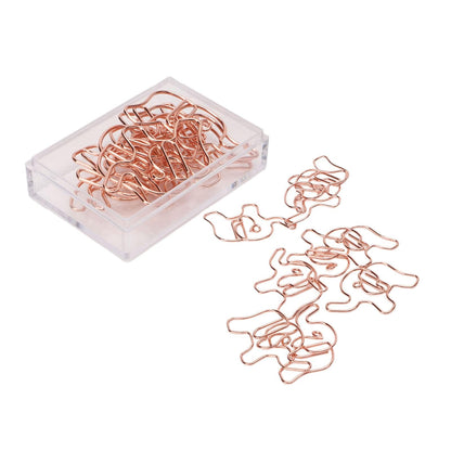 100PCS Rose Gold Cute Paper Clips, Smooth Steel Wire Paperclips Elephant Shaped Paper Clips Decorative Paperclips for Office School Supplies