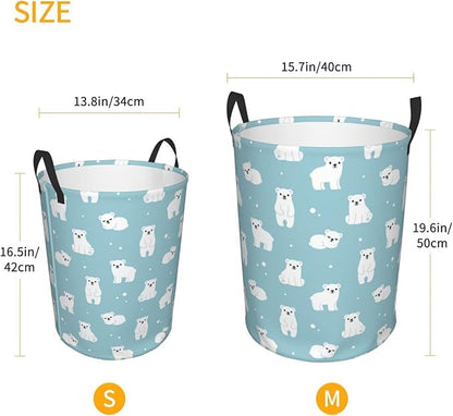 Cute Polar Bears Laundry Hamper Bag