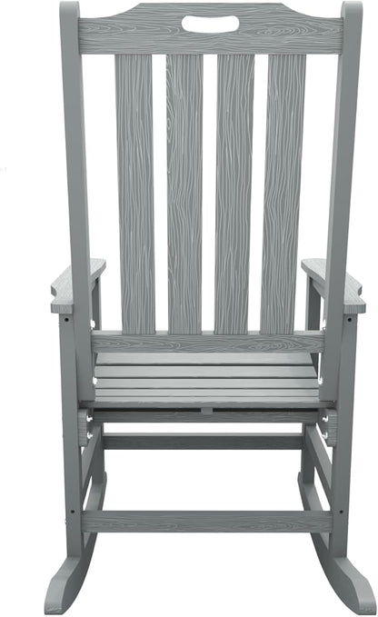 Oversized Rocking Chair Set of 8, Outdoor Rocking Chair for Adults, All Weather Resistant Porch Rocker for Lawn Garden, Grey