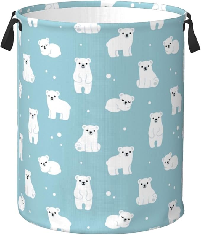 Cute Polar Bears Laundry Hamper Bag