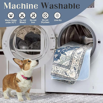 Washable Pee Pads for Dogs, 2 Pack Reusable Puppy Training Pads 72"x72" Super Absorbent Waterproof Dog Training Pads, Non-Slip Potty Pads, Whelping Pads Litter Mat Navy & Ecru