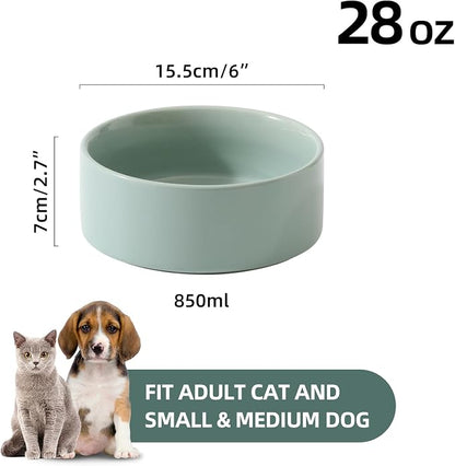 Havniva Cat Bowls Water Bowl Set of Two, 6.1” Ceramic Cat Food and Water Bowl Whisker Friendly Pet Food Bowls for Indoor Cats, Wide Cat Water Dish Prevent Whisker Fatigue Non Slip Cat Feeder