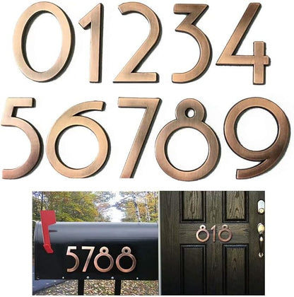 10 Pack Mailbox Numbers 0-9, 2 Inch High, Door Address Numbers Stickers for Apartment, House, Room, Office, Cars, Trucks, Bronze Plating Process Number Sign