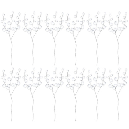 IMIKEYA 50PCS Acrylic Bead Drop Stems Crystal Floral Picks - Clear Crystal Flower Branches Bead Drop Bouquets Flower Twig Picks for Wedding Party Home Decoration Crafts